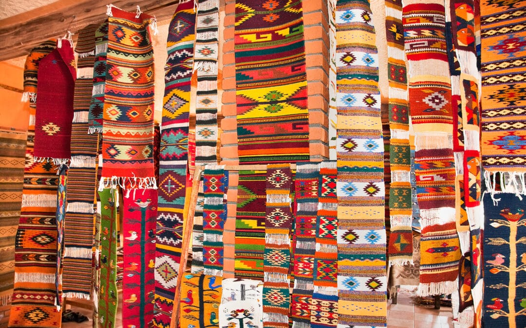 Traditional Mexico handmade rugs in Oaxaca, Mexico.